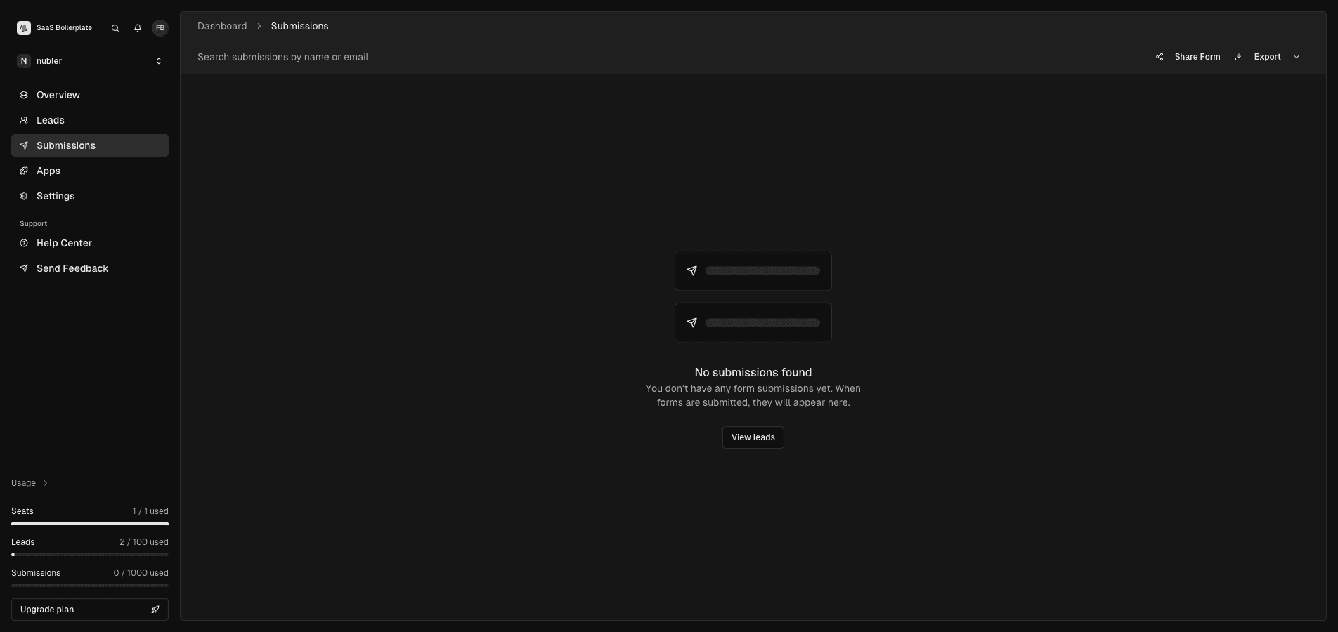 Página de submissions.